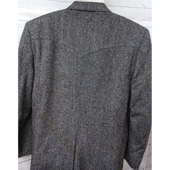 Circle Dallas Mens Blazer Jacket Black Gray 44R 100% Silk Tweed Chevron - Picture 6 of 14